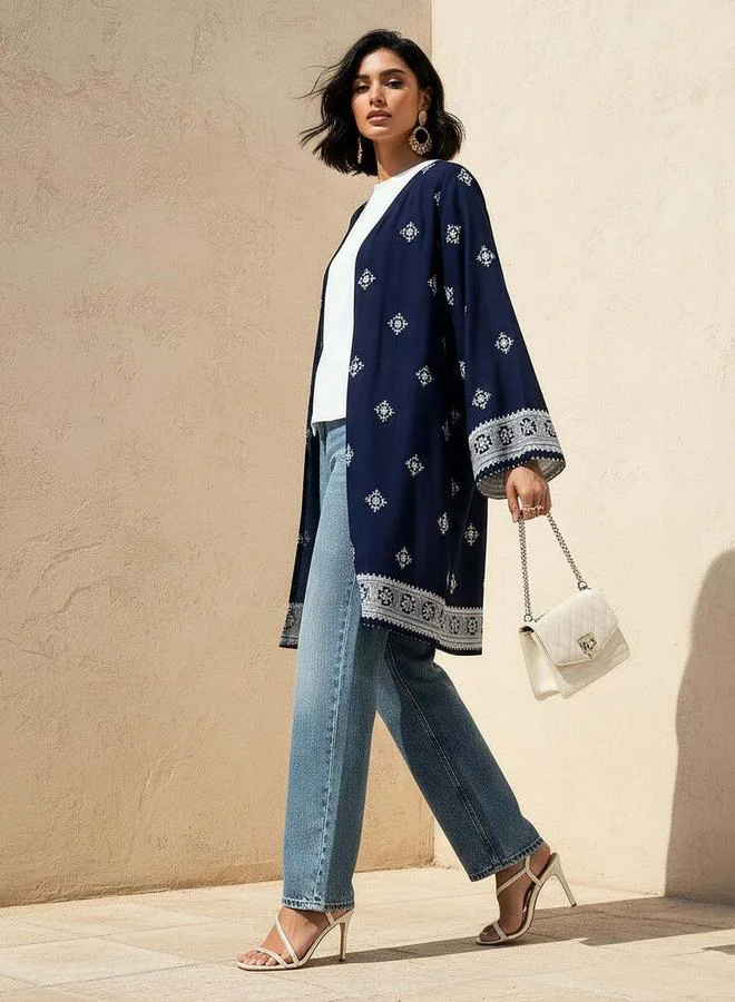 Splash FAV Viscose Embroidered Kimono Shrug